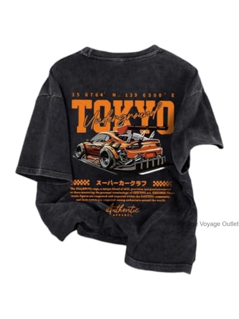 Men's Vintage Graphic Oversized Short Sleeve Crew Neck Race Car Tee